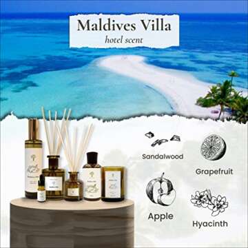 PRISTINE Maldives Villa/Inspired by Luxury Marriott Hotel Scented Candle, 2 Wicks | 60 Hours Burning Time | Fresh Grapefruit/Apple, Ocean Breeze | Scented Aromatherapy Candle | All Natural Soy Wax