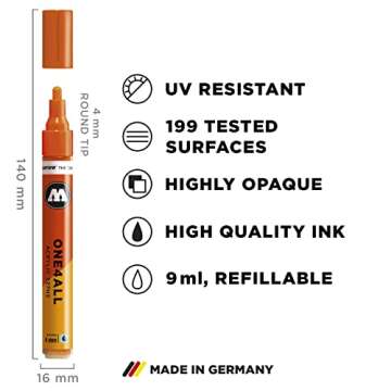 Molotow ONE4ALL Acrylic Paint Marker Set 1, 4mm, Assorted Colors, 12 Marker Set, 1 Set Each (200.153)