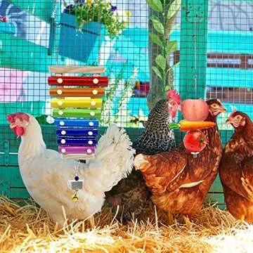 Sfcddtlg 4PCS Xylophone Chicken Toy-Chicken Veggies Skewer Fruit Holder-Stainless Steel Hanging Feeder Toy for Hens Chicken Pet Treating Tool(4pcs)