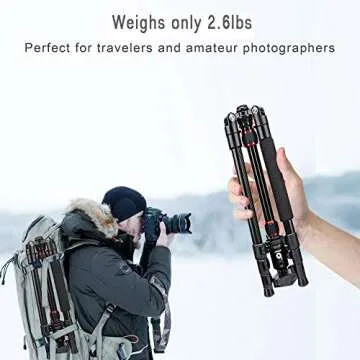BONFOTO B690A Camera Tripod for Travel,Lightweight Aluminum Portable DSLR Tripod with 360 Degree Ball Head and Carry Bag, Camera Stand for Ring Light & Canon Nikon Sony DSLR