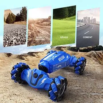 LOOZIX Hand Gesture RC Stunt Car with Lights for Kids