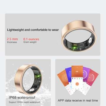 Jojovenusmall Smart Ring Health Tracker,Anillo Inteligente para Hombre,Health Rings for Women & Men,...