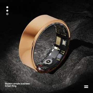 Jojovenusmall Smart Ring Health Tracker,Anillo Inteligente para Hombre,Health Rings for Women & Men,Long Lasting Batteries Sleep Ring (Gold, 12#)