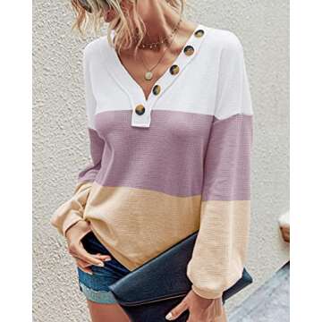 BTFBM Women V Neck Long Sleeve Casual Blouse - Fall Fashion 2024