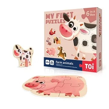 Toi 6 Packs Large Piece Toddler Jigsaw Puzzles for Kids Aged 2.5+, Animal Shaped Floor Puzzles for B...