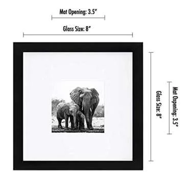 Americanflat 8x8 Picture Frame with Shatter-Resistant Glass - Use as 4x4 Frame with Mat or 8x8 Frame Without Mat - Signature Collection - Photo Frame for Tabletop and Wall Display - Black
