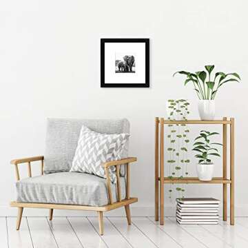 Americanflat 8x8 Picture Frame with Shatter-Resistant Glass - Use as 4x4 Frame with Mat or 8x8 Frame Without Mat - Signature Collection - Photo Frame for Tabletop and Wall Display - Black