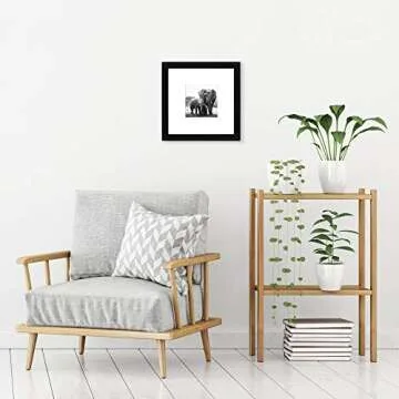 Americanflat 8x8 Picture Frame with Shatter-Resistant Glass - Use as 4x4 Frame with Mat or 8x8 Frame Without Mat - Signature Collection - Photo Frame for Tabletop and Wall Display - Black