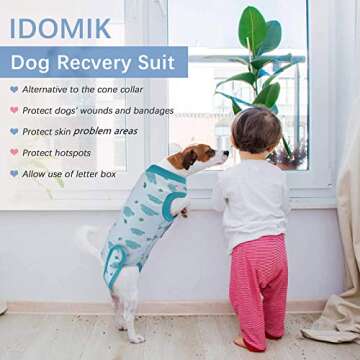 IDOMIK Dog Recovery Suit After Surgery, Soft Dog Surgery Recovery Suit for Male Female Pet Dogs Cats, Dog Spay Neuter Onesie Snugly Shirt, Dog Cone Alternative Anti-Licking Abdominal Wound