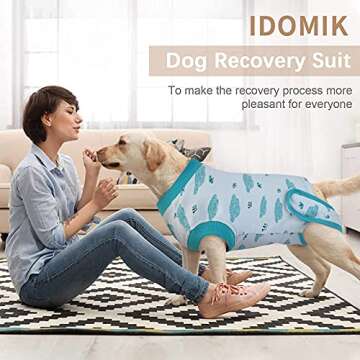 IDOMIK Dog Recovery Suit After Surgery, Soft Dog Surgery Recovery Suit for Male Female Pet Dogs Cats, Dog Spay Neuter Onesie Snugly Shirt, Dog Cone Alternative Anti-Licking Abdominal Wound