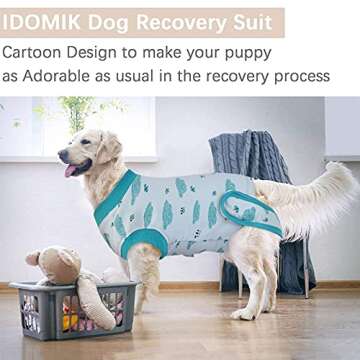 IDOMIK Dog Recovery Suit After Surgery, Soft Dog Surgery Recovery Suit for Male Female Pet Dogs Cats, Dog Spay Neuter Onesie Snugly Shirt, Dog Cone Alternative Anti-Licking Abdominal Wound