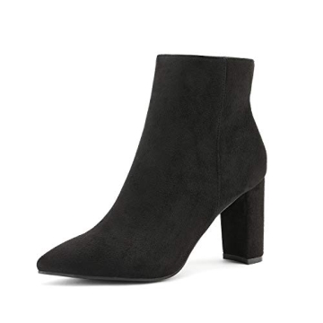DREAM PAIRS Women's Chunky Heel Ankle Booties Pointed Toe Short Boots,Size 9,Black,SIANNA