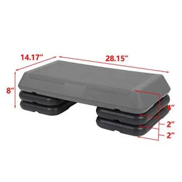 HomGarden 28.15" Adjustable Workout Aerobic Stepper in Fitness & Exercise Step Platform Trainer Stepper w/4 Risers Adjust 4" - 6" - 8"