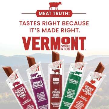 Snack Sticks by Vermont Smoke & Cure – Original Flavor – Beef & Pork – Healthy Meat Protein ?...