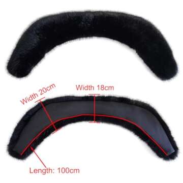 Eosxrp Faux Fur Collar Cuffs Set Warm Fake Fur Scarf Winter Women Fluffy Large Shawl Furry Scarves (Black-set), 02