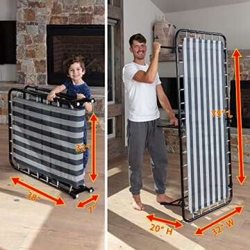 LiteBed™ Folding Bed with Memory Foam Mattress - Portable Fold Up bed with Carrying Bag - Luxurious Foldable Bed with Frame - Foldaway Guest Bed - Hideaway Cot for Adults & kids - No Assembly Required