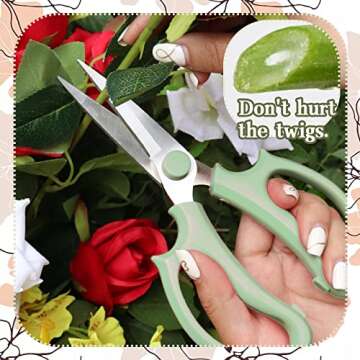 3Pcs Garden Flower Scissors,Floral Scissors Pruning Shears,Stainless Steel Flower Scissors with Comfortable Grip Handles,Premium Garden Clippers for Flower Arrangement,Gardening Tool