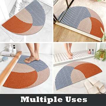 28"x17"Half-Circle Doormat Indoor Extra Durable Boho Half Round Front Door Mat Entrance,Semi-Circular Welcome Doormat for Entry,Patio,Thin Front Door Mats Outdoor for Entryway Rug Outdoor Mat