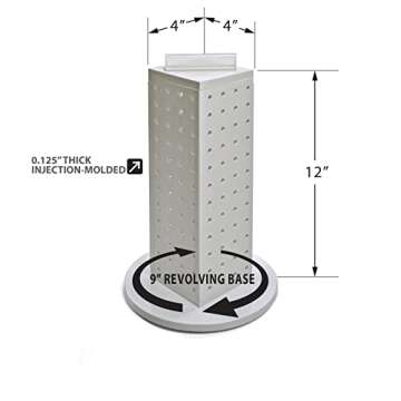 Azar Displays 4-Sided Revolving Pegboard Display with 16 Hooks