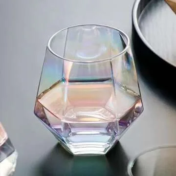 Ufrount Iridescent Stemless Wine Glasses Set of 4