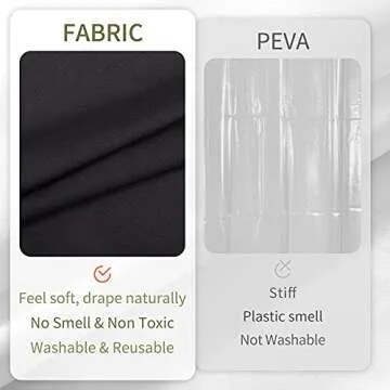 ALYVIA SPRING Waterproof Fabric Shower Curtain Soft Hotel Quality - 3 Magnets at Bottom, Premium Black Shower Curtain Liner for Bathroom, Light-Weight Cloth & Washable - 72x72, Black