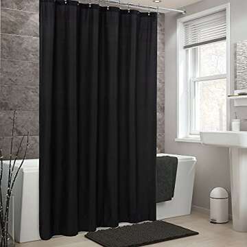 ALYVIA SPRING Waterproof Fabric Shower Curtain Soft Hotel Quality - 3 Magnets at Bottom, Premium Black Shower Curtain Liner for Bathroom, Light-Weight Cloth & Washable - 72x72, Black