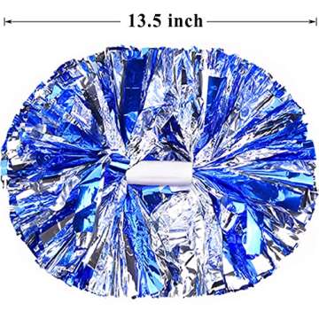 PUZINE 4 Pack Cheerleading Pom Poms,Metallic Cheer Pom Poms with Training Baton Handle for Team Spor...