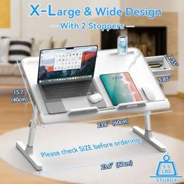 Adjustable EVETTO Bed Desk for Laptop - Stylish & Practical
