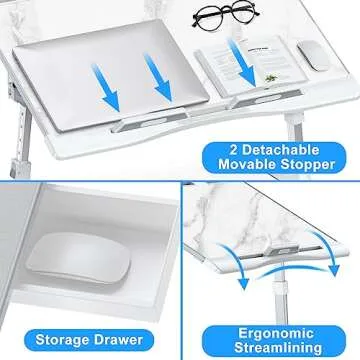 Adjustable EVETTO Bed Desk for Laptop - Stylish & Practical