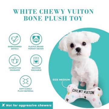 Haute Diggity Dog Chewy Vuiton White Bone Plush Toy