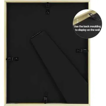 Golden State Art, Gold 8x10 Aluminum Frame for 8 x 10 Picture or 5x7 Photo with Mat - Shatter - Resistant Glass - Wall or Tabletop Display - 1 Pack