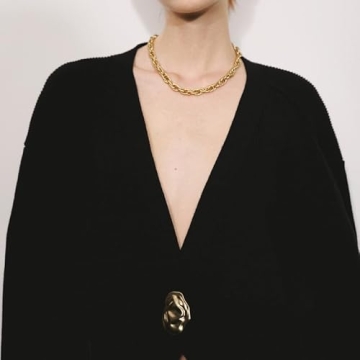 URBAN REVIVO Women's Black Knit Cardigan Elegant V-Neck Design