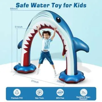Anpro Giant Shark Sprinkler Kids Inflatable Water Toy Summer Outdoor Play Sprinkler