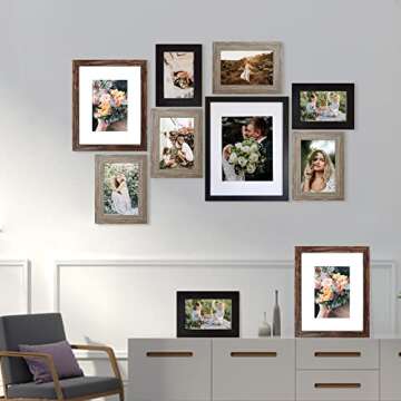 SESEAT Picture Frames Collage Set: 10 Frames in 3 Finishes
