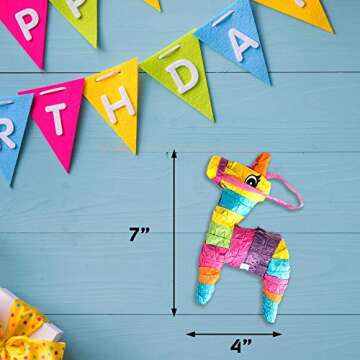 Set of 3 Mini Donkey Pinatas 4"x7" inches, Fiesta Party Decorations, Cinco de Mayo Pinata, Party Favors, Party Supplies and Centerpieces, Fiesta Decorations