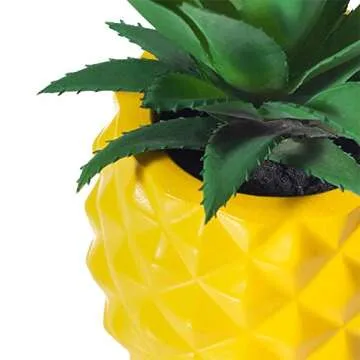 BLASCOOL Artificial Succulent Potted Pineapple Decor - Fake Pineapple Home Office Kitchen Table Decoration (Yellow)