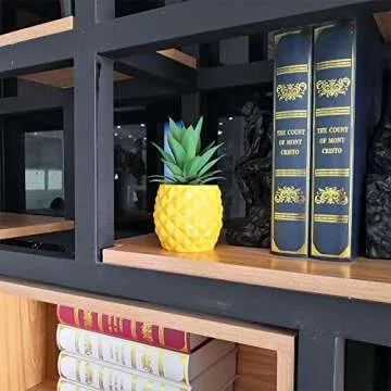 BLASCOOL Artificial Succulent Potted Pineapple Decor - Fake Pineapple Home Office Kitchen Table Decoration (Yellow)