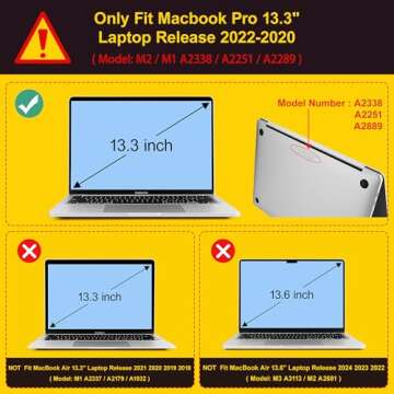 Tuiklol for 2022 2021 2020 New MacBook Pro 13 inch Case M2 Clip M1 A2338 A2289 A2251, Plastic Hard S...
