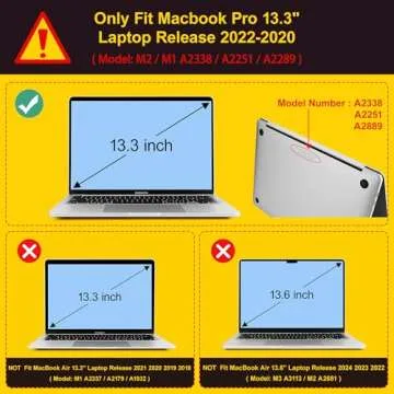 Tuiklol for 2022 2021 2020 New MacBook Pro 13 inch Case M2 Clip M1 A2338 A2289 A2251, Plastic Hard S...