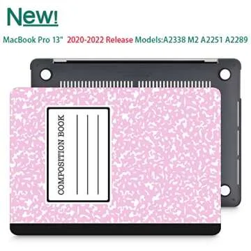 Tuiklol for 2022 2021 2020 New MacBook Pro 13 inch Case M2 Clip M1 A2338 A2289 A2251, Plastic Hard Shell Case with Keyboard Cover for MacBook Pro 13 Touch Bar, Composition Book