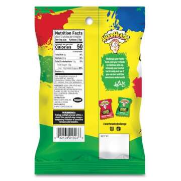 WARHEADS - Extreme Sour Hard Candy - Sour Apple, Black Cherry, Blue Raspberry, Lemon & Watermelon Fl...