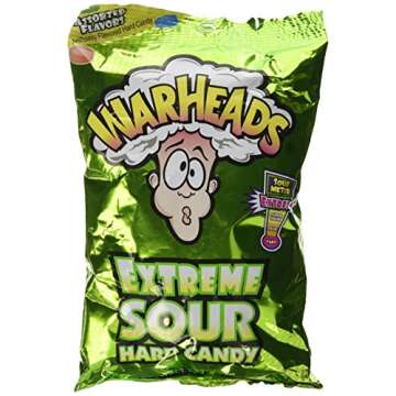 WARHEADS - Extreme Sour Hard Candy - Sour Apple, Black Cherry, Blue Raspberry, Lemon & Watermelon Flavors - 3.25 oz. Bag