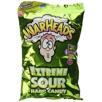 WARHEADS - Extreme Sour Hard Candy - Sour Apple, Black Cherry, Blue Raspberry, Lemon & Watermelon Flavors - 3.25 oz. Bag