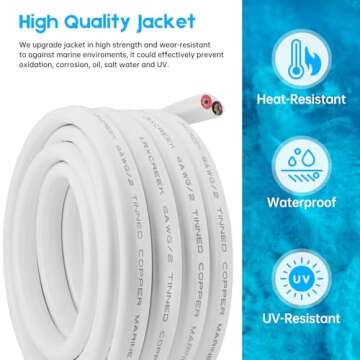 LRXCREEK 6 Gauge Marine Wire 20ft Tinned Copper Electrical Wire for Boat Automotive Speakers RV and Trailer