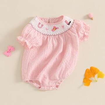 FIOMVA Baby Girl Summer Smocked Romper - Cute Outfit