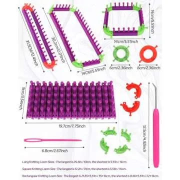 Coopay Flexible Loom Kits - Adjustable Knitting Set, Includes Square & Round Looms, Hook & Needle - DIY Craft Tool