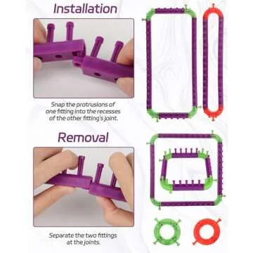 Coopay Flexible Loom Kits - Adjustable Knitting Set, Includes Square & Round Looms, Hook & Needle - DIY Craft Tool