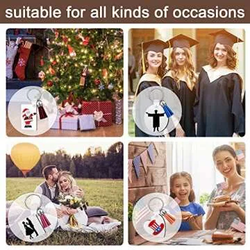 128 Pieces Keychain Making Kit, Sublimation Wooden Keychain Blanks with Split Key Rings and Colorful Keychain Tassels, Sublimation Pendant Ornament Blank Keychain Kit (Heart, Square, Round, Rectangle)