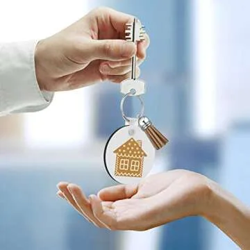 128 Pieces Keychain Making Kit, Sublimation Wooden Keychain Blanks with Split Key Rings and Colorful Keychain Tassels, Sublimation Pendant Ornament Blank Keychain Kit (Heart, Square, Round, Rectangle)