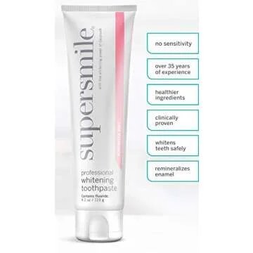 Supersmile Professional Whitening Toothpaste with Fluoride - Powerful Whitening without Sensitivity - Safe and Effective on Dental Restorations (Rosewater Mint 4.2 Oz)